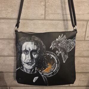 Handpainted The Crow on a Relic Crossbody Bag